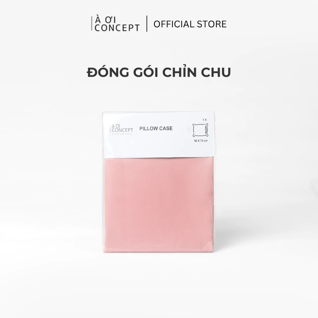 Vỏ gối nằm trơn | Cotton Satin Hàn Quốc | 50cmx70cm | Trắng Tinh | Mềm mại | VGCT0010 | À Ơi Concept