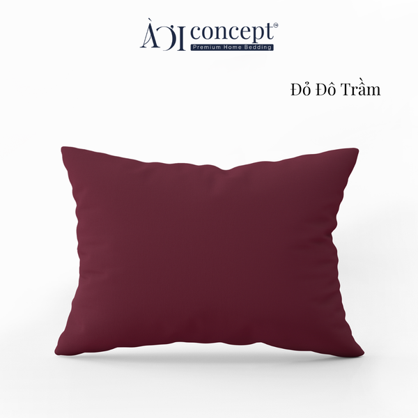  Vỏ gối nằm trơn | Cotton Satin Hàn Quốc | 50cmx70cm | Đỏ Đô Trầm | Mềm mại | VGCT0003 | À Ơi Concept 