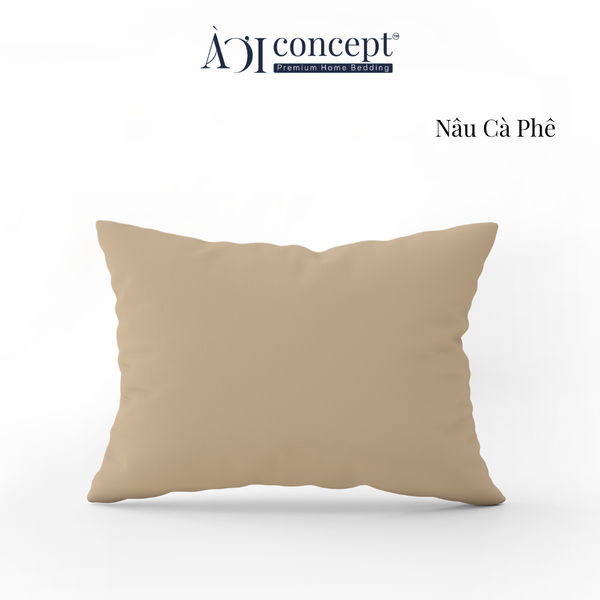  Vỏ gối nằm trơn | Cotton Satin Hàn Quốc | 50cmx70cm | Nâu Cà Phê | Mềm mại | VGCT0006 | À Ơi Concept 