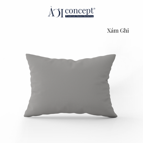  Vỏ gối nằm trơn | Cotton Satin Hàn Quốc | 50cmx70cm | Xám Ghi | Mềm mại | VGCT0013 | À Ơi Concept 