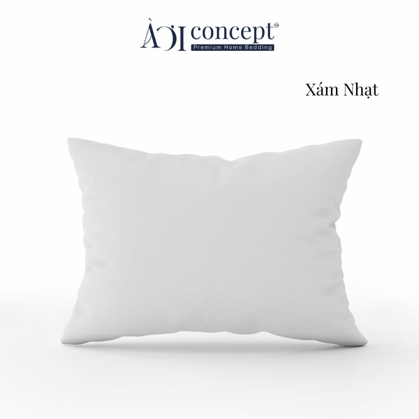  Vỏ gối nằm trơn | Cotton Satin Hàn Quốc | 50cmx70cm | Xám Nhạt | Mềm mại | VGCT0014 | À Ơi Concept 