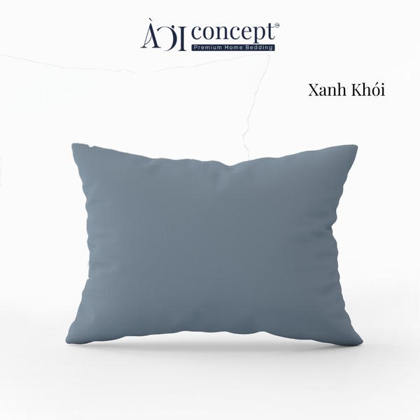  Vỏ gối nằm trơn | Cotton Satin Hàn Quốc | 50cmx70cm | Xanh Khói | Mềm mại | VGCT0020 | À Ơi Concept 