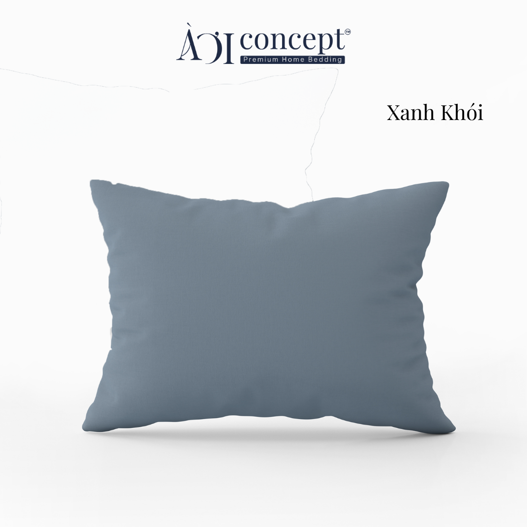  Vỏ gối nằm trơn | Cotton Satin Hàn Quốc | 50cmx70cm | Xanh Khói | Mềm mại | VGCT0020 | À Ơi Concept 
