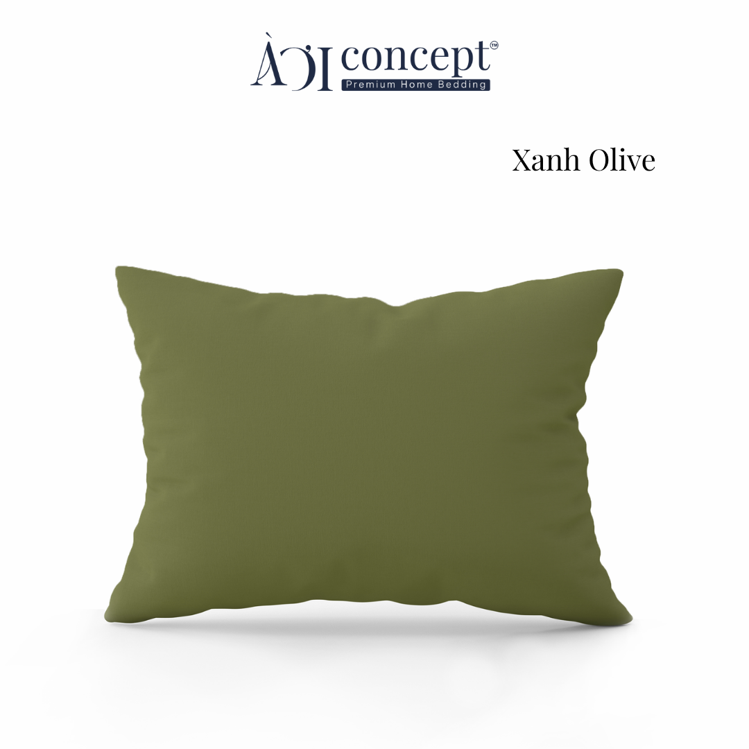  Vỏ gối nằm trơn | Cotton Satin Hàn Quốc | 50cmx70cm | Xanh Olive | Mềm mại | VGCT0023 | À Ơi Concept 