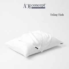  Vỏ gối nằm trơn | Lụa Tencel | 50cmx70cm, 35cmx50cm | Túi lồng ruột | Trắng tinh | À ƠI CONCEPT VGTC000011 