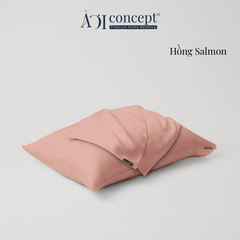  Vỏ gối nằm trơn | Lụa Tencel | 50cmx70cm, 35cmx50cm | Túi lồng ruột | Hồng Salmon | Mềm mại | VGTC00047 | À Ơi Concept 
