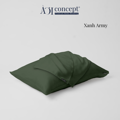  Vỏ gối nằm trơn | Lụa Tencel | 50cmx70cm, 35cmx50cm | Túi lồng ruột | Xanh Army | Mềm mại | VGTC00068 | À Ơi Concept 