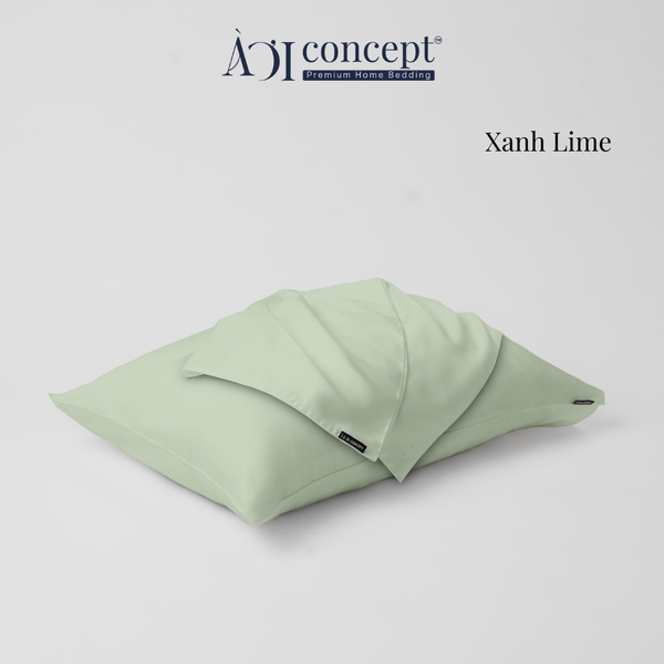  Vỏ gối nằm trơn | Lụa Tencel | 50cmx70cm, 35cmx50cm | Túi lồng ruột | Xanh Lime | Mềm mại | VGTC00077 | À Ơi Concept 