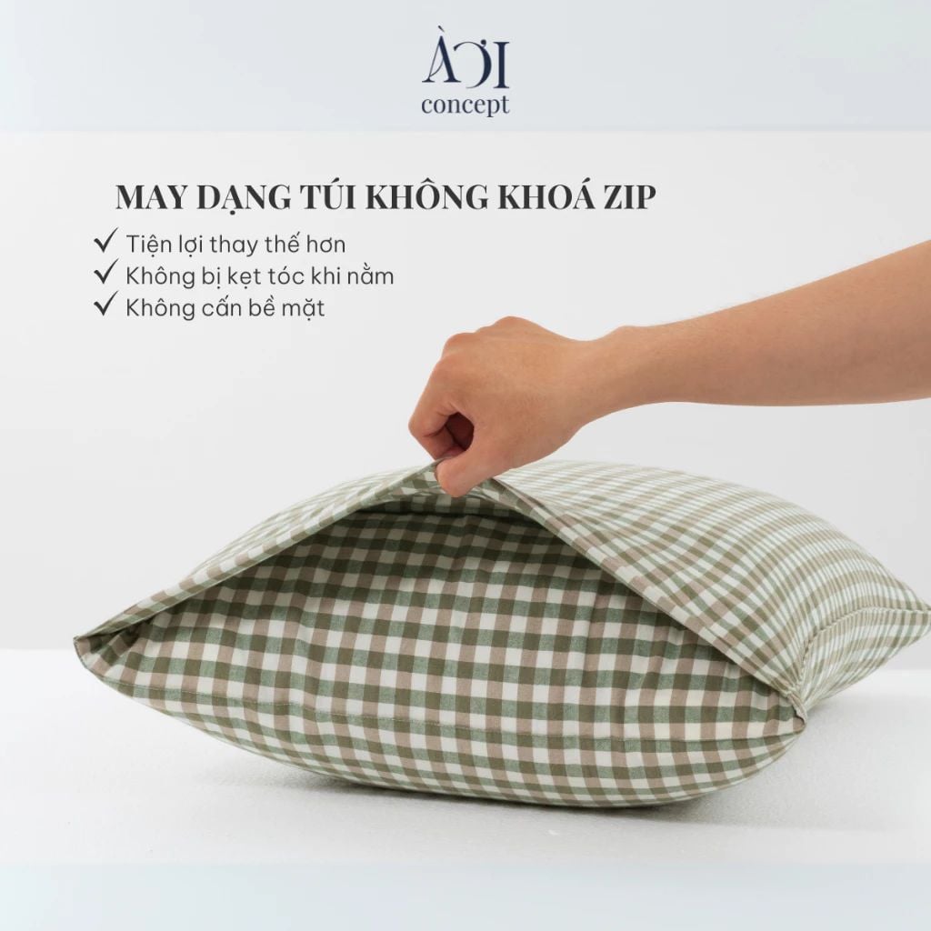  Vỏ Gối Nằm Washed Cotton Cao Cấp | 50x70 cm | 21 Màu | Mềm Mại, Êm Ái | À Ơi Concept 