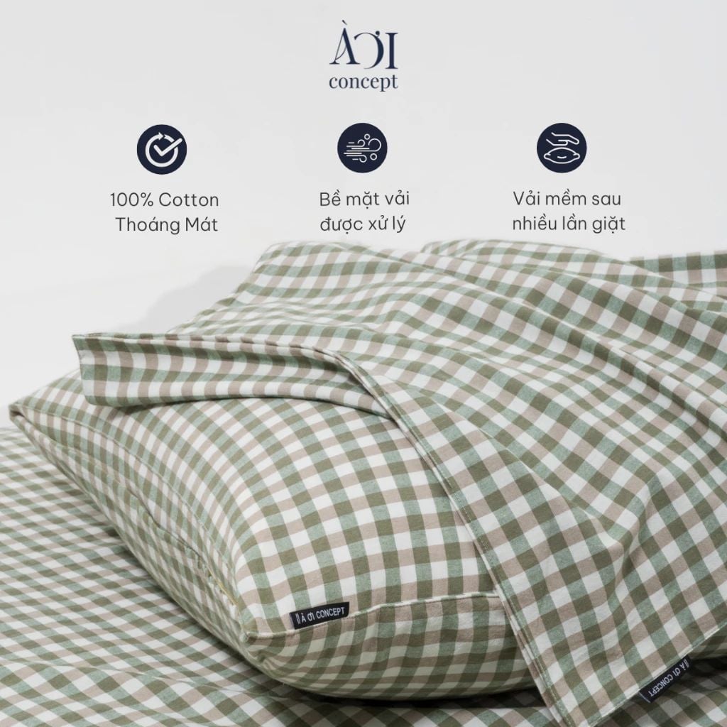  Vỏ Gối Nằm Washed Cotton Cao Cấp | 50x70 cm | 21 Màu | Mềm Mại, Êm Ái | À Ơi Concept 