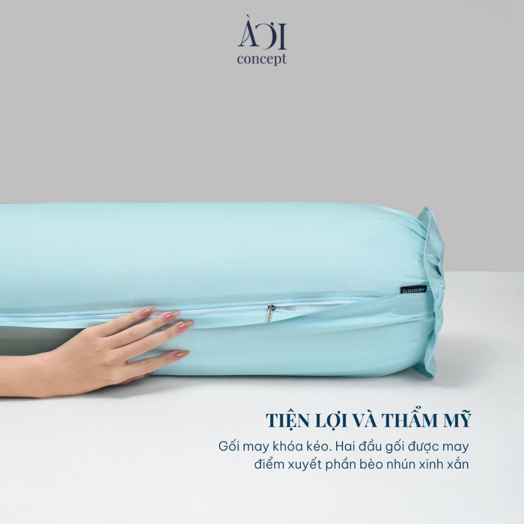 Vỏ gối ôm | Lụa Tencel 50s | 37 x 100 cm | Mềm mại, Thoáng khí | Xanh Em Bé | VGTC000027 | À Ơi Concept