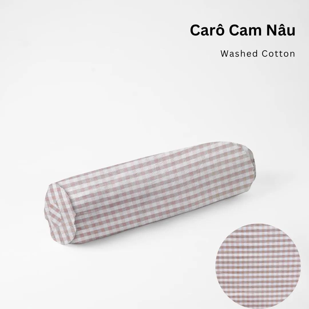  Vỏ Gối Ôm Washed Cotton | 37x100 cm | 20 Màu | Họa Tiết Caro Sọc | Thoáng Mát 