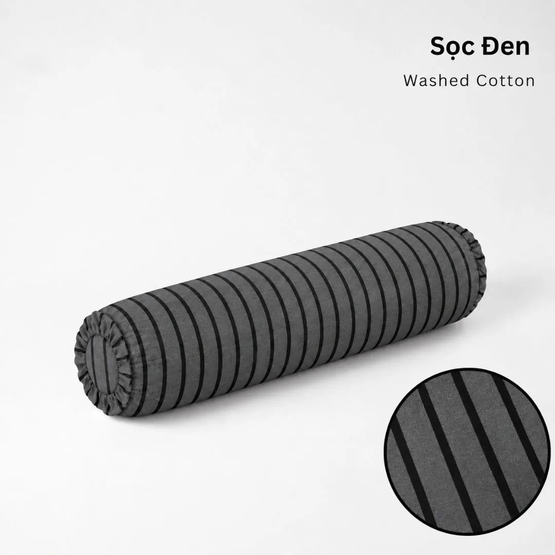  Vỏ Gối Ôm Washed Cotton | 37x100 cm | 20 Màu | Họa Tiết Caro Sọc | Thoáng Mát 