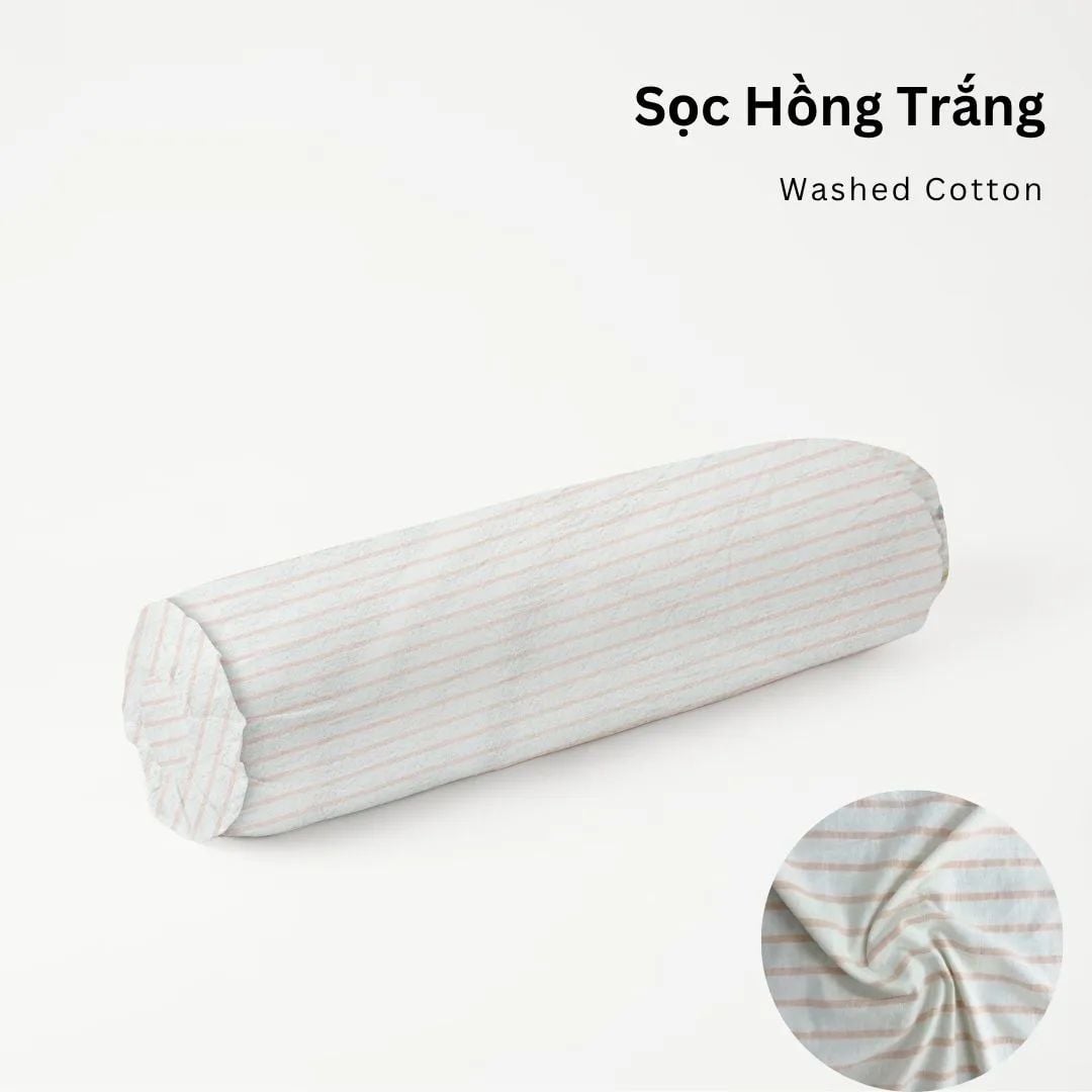  Vỏ Gối Ôm Washed Cotton | 37x100 cm | 20 Màu | Họa Tiết Caro Sọc | Thoáng Mát 