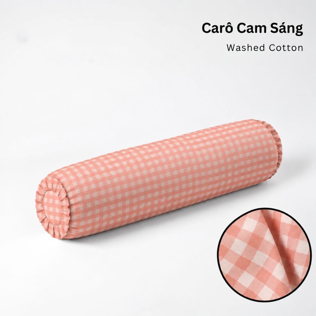  Vỏ Gối Ôm Washed Cotton | 37x100 cm | 20 Màu | Họa Tiết Caro Sọc | Thoáng Mát 