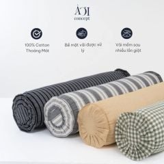  Vỏ Gối Ôm Washed Cotton | 37x100 cm | 20 Màu | Họa Tiết Caro Sọc | Thoáng Mát 