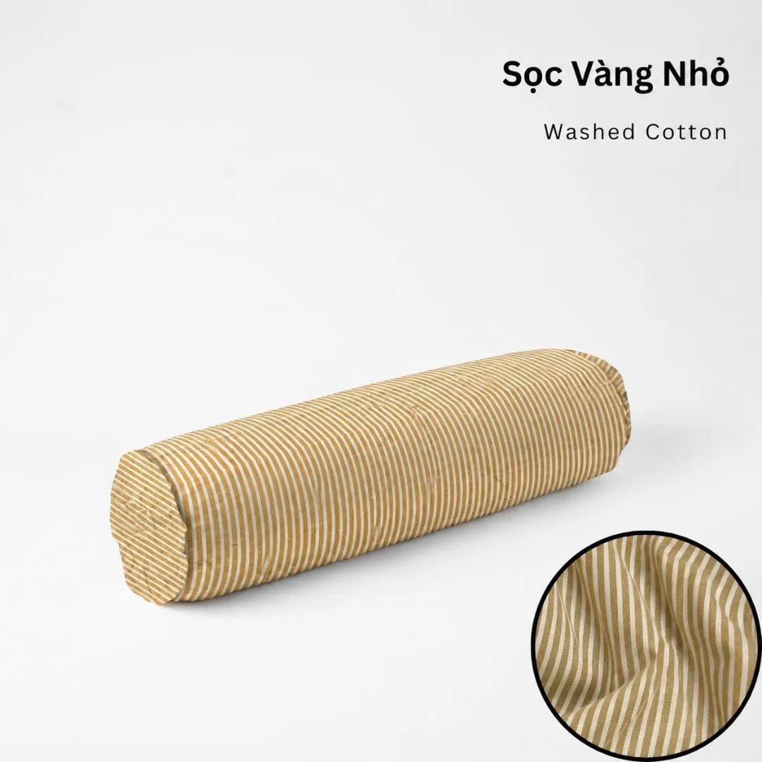  Vỏ Gối Ôm Washed Cotton | 37x100 cm | 20 Màu | Họa Tiết Caro Sọc | Thoáng Mát 