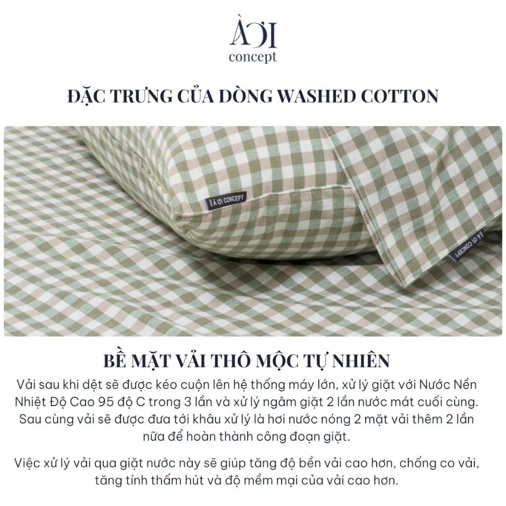  Vỏ Gối Ôm Washed Cotton | 37x100 cm | 20 Màu | Họa Tiết Caro Sọc | Thoáng Mát 