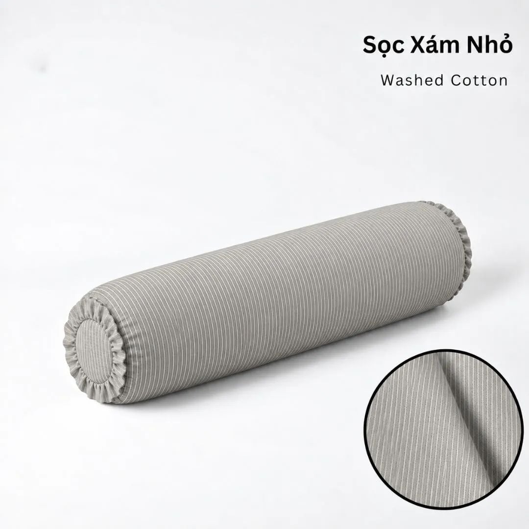  Vỏ Gối Ôm Washed Cotton | 37x100 cm | 20 Màu | Họa Tiết Caro Sọc | Thoáng Mát 