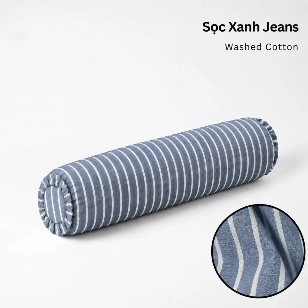  Vỏ Gối Ôm Washed Cotton | 37x100 cm | 20 Màu | Họa Tiết Caro Sọc | Thoáng Mát 