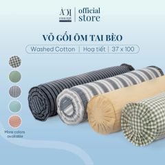  Vỏ Gối Ôm Washed Cotton | 37x100 cm | 20 Màu | Họa Tiết Caro Sọc | Thoáng Mát 