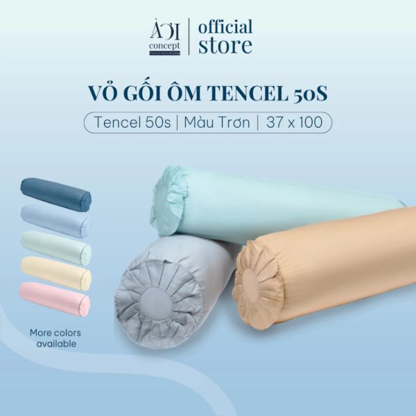  Vỏ Gối Ôm Lụa Tencel 50S | 37 x 100cm | Trơn | Nhiều Màu | Dây Khóa Kéo, Không Xù Lông 