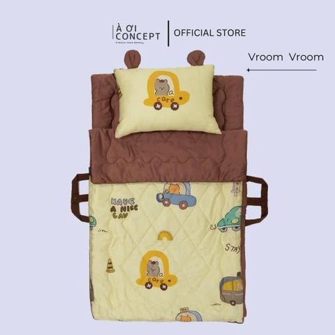  Bộ chăn gối nệm cho bé Tencel 60s, Họa tiết [ Vroom Vroom] 