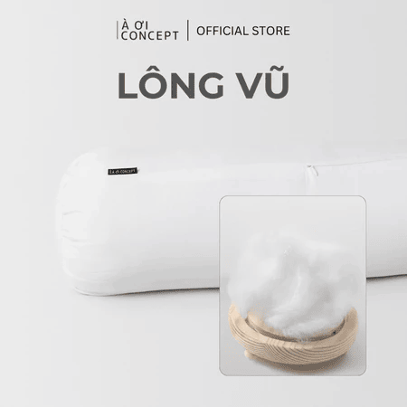 Ruột Gối Ôm Gòn Lông Vũ Deluxe | 37 x 100 cm| Vỏ Gối Cotton| Màu Trắng