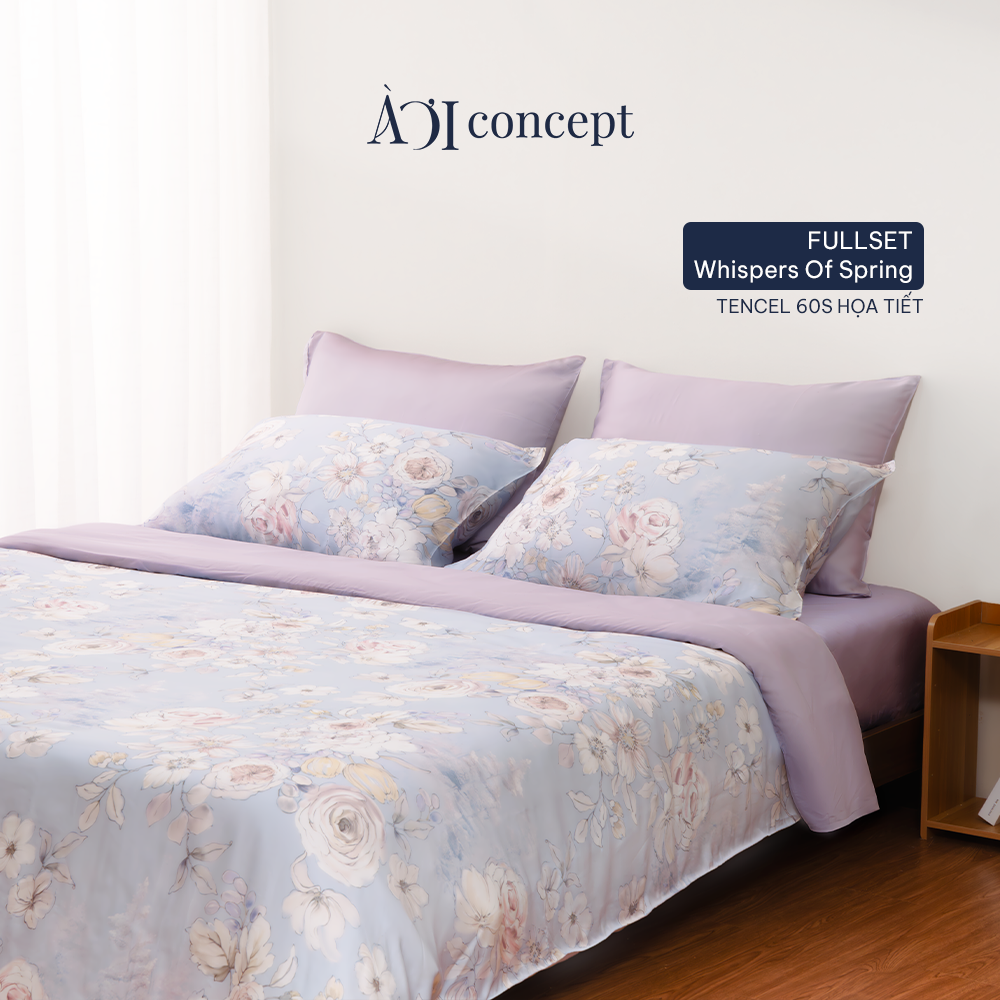 Bộ chăn ga gối Tencel 60s, họa tiết [ Whispers Of Spring ] À ƠI CONCEPT