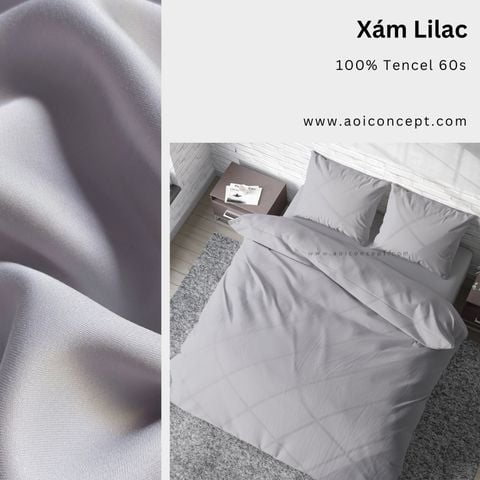  Bộ chăn ga gối Tencel Trơn | 5 món | Xám Lilac | À Ơi Concept 