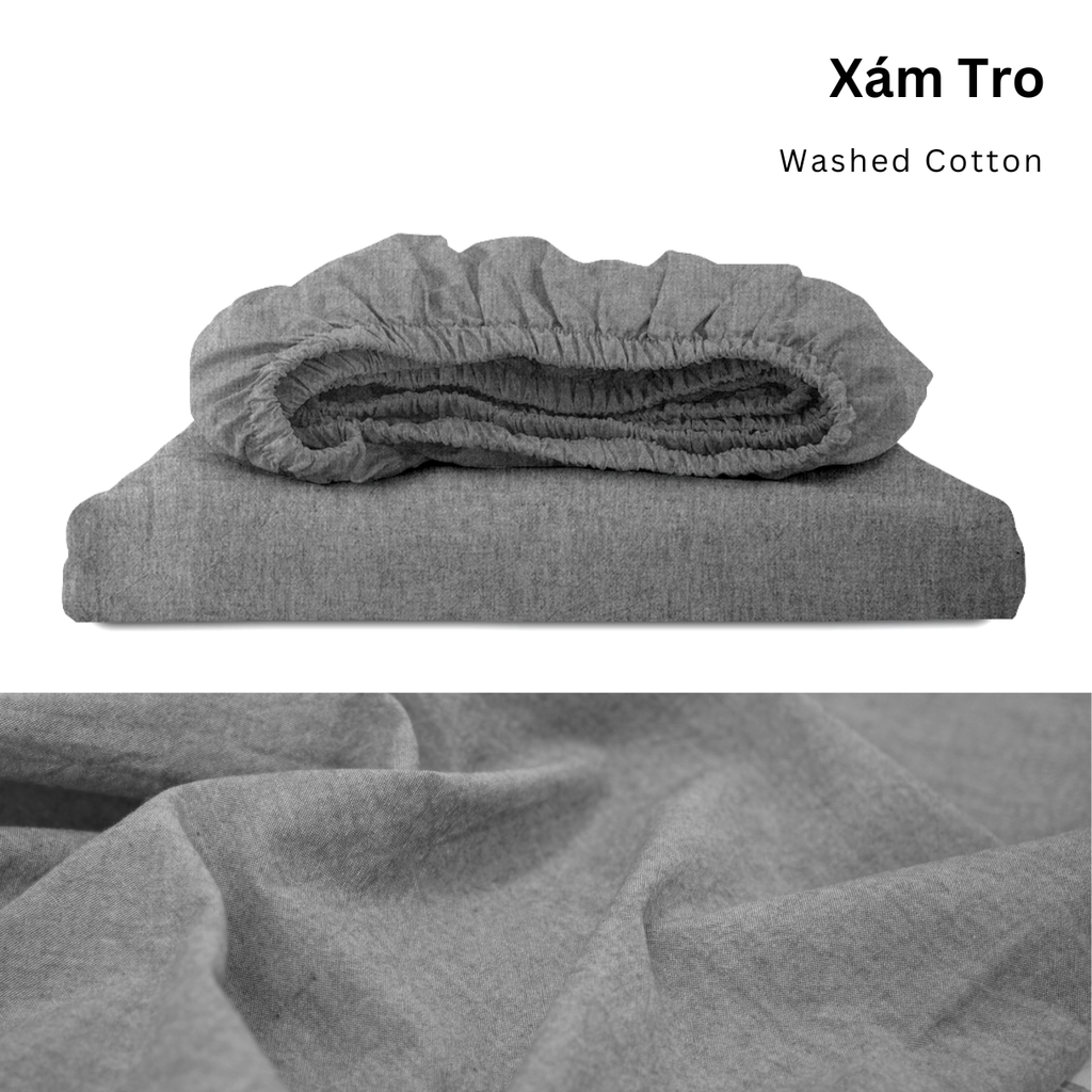 Drap giường Washed Cotton [ Xám Tro ]