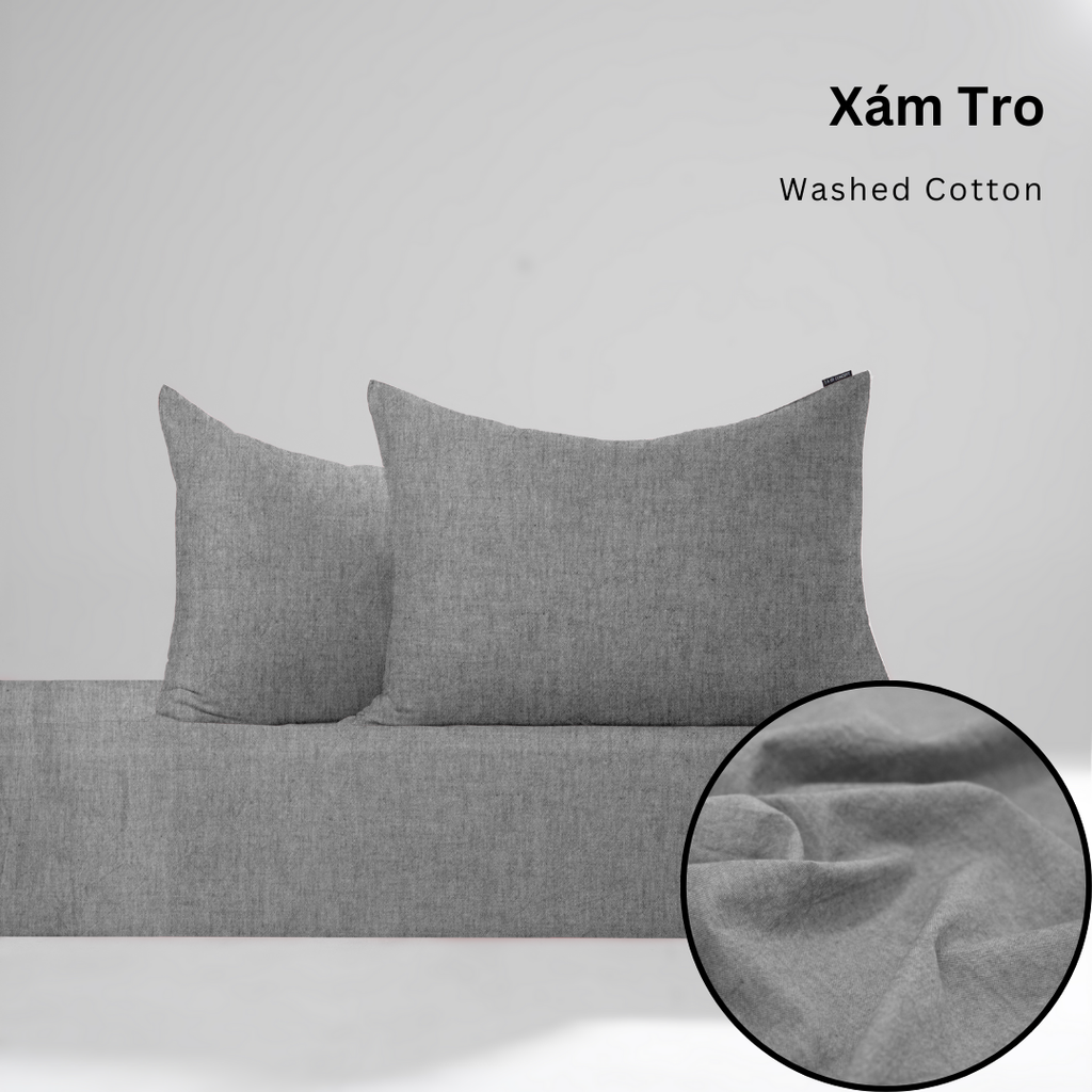 Bộ ga gối 3 món Washed Cotton [ Xám Tro ] À ƠI CONCEPT