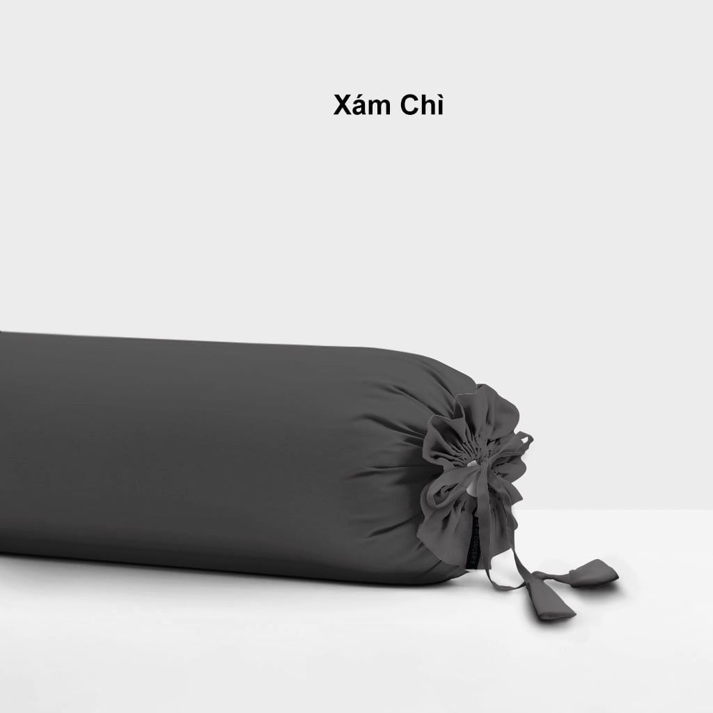 Vỏ gối ôm | Cotton Satin | 37 x 100 cm | Xám Chì