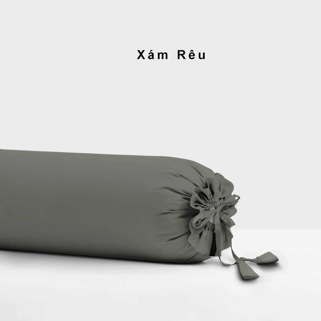 Vỏ gối ôm | Cotton Satin | 37 x 100 cm | Xám Rêu