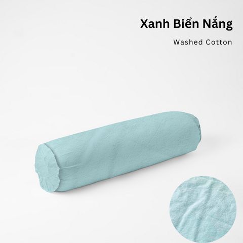  Vỏ Gối Ôm Washed Cotton | Size 37x100cm | Xanh Biển Nắng 