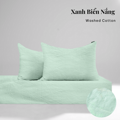  Bộ ga gối 3 món Washed Cotton [ Xanh Biển Nắng ] À ƠI CONCEPT 