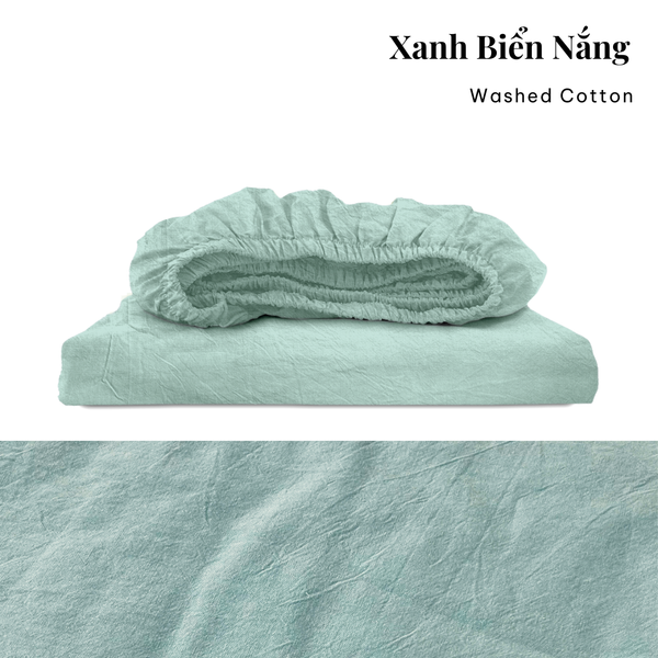  Drap giường Washed Cotton [ Xanh Biển Nắng ] 