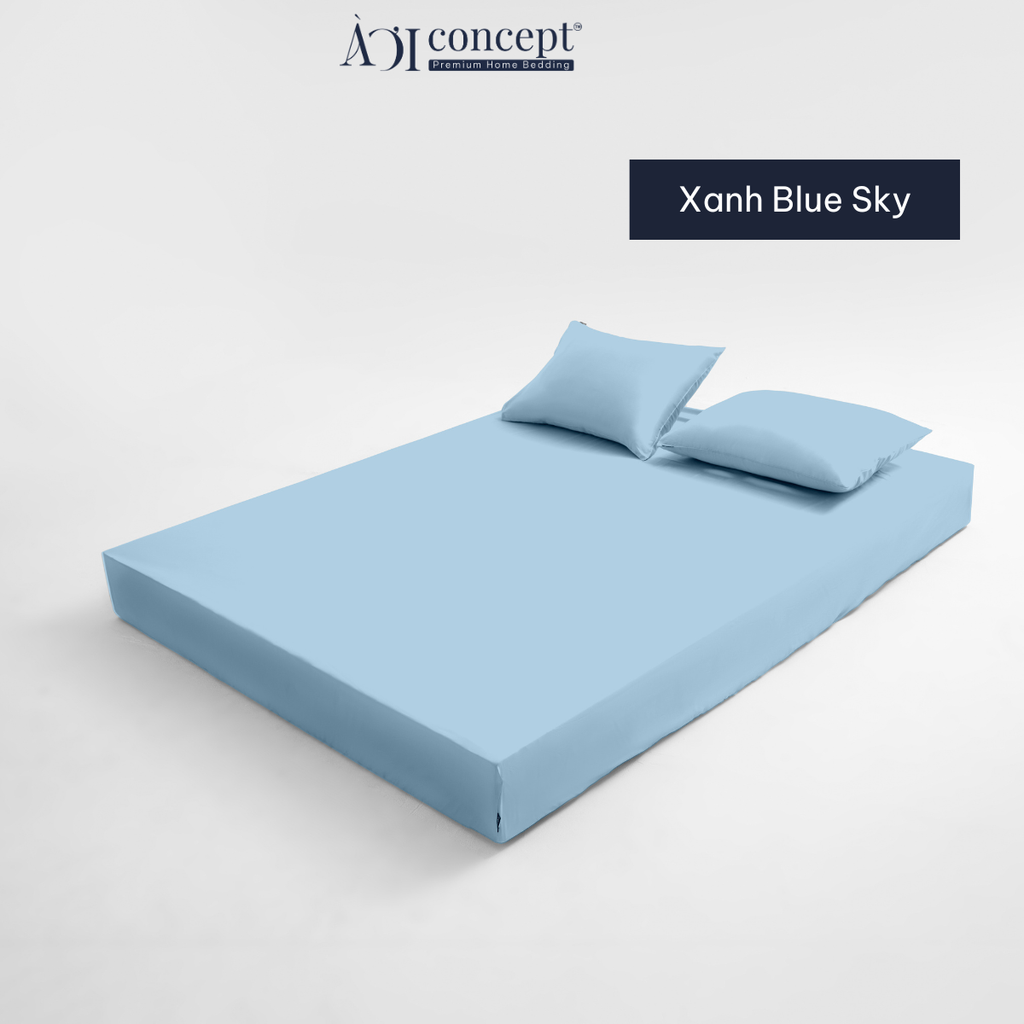 Bộ ga giường & 2 vỏ gối Tencel 60s [ Xanh Blue Sky ] À ƠI CONCEPT