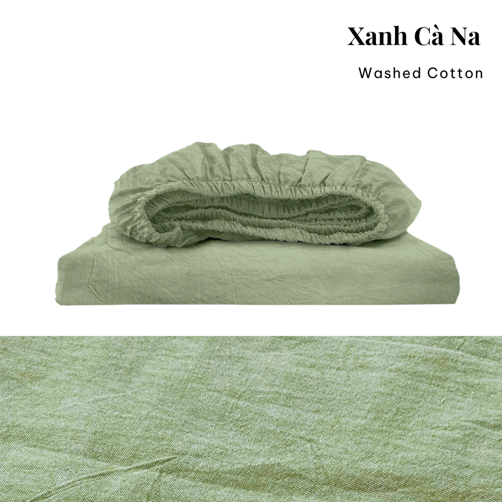 Drap giường Washed Cotton [ Xanh Cà Na ]