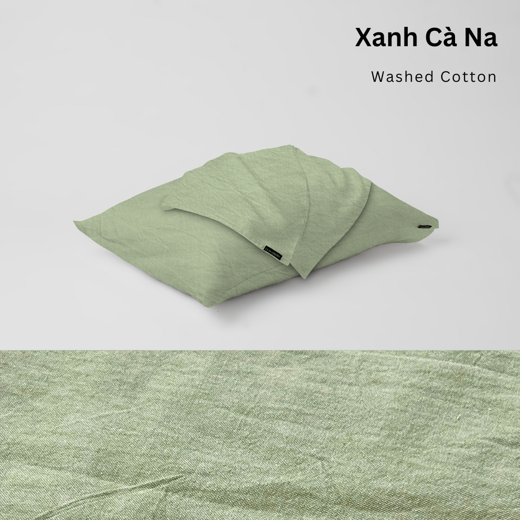 Vỏ Gối Nằm Washed Cotton Cao Cấp | Size 50x70cm | Xanh Cà Na