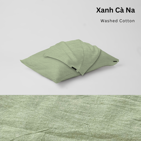  Vỏ Gối Nằm Washed Cotton Cao Cấp | Size 50x70cm | Xanh Cà Na 