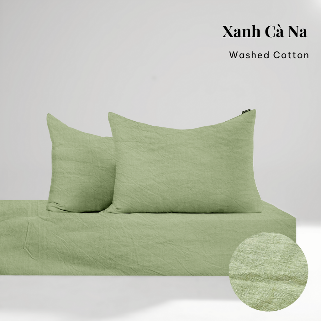 Bộ ga gối 3 món Washed Cotton [ Xanh Cà Na ] À ƠI CONCEPT