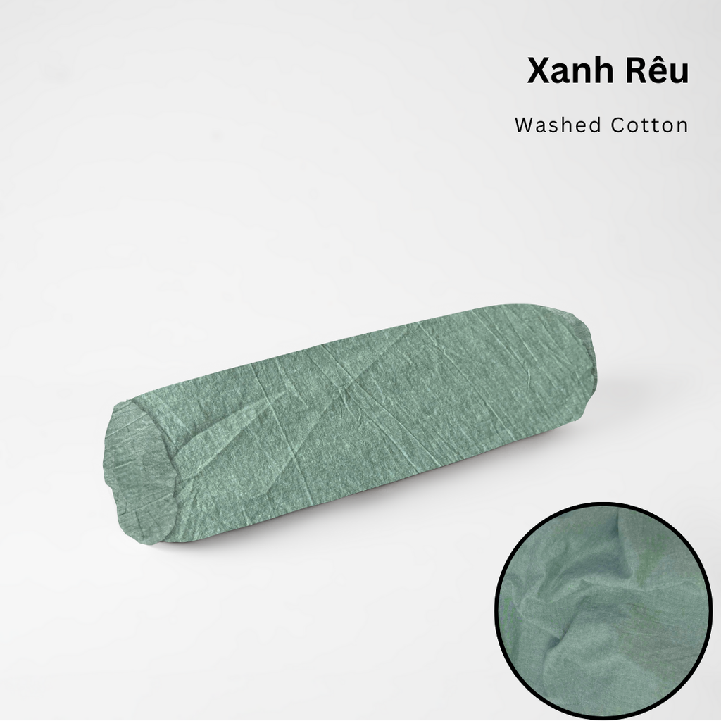 Vỏ Gối Ôm Washed Cotton | Size 37x100cm | Xanh Rêu