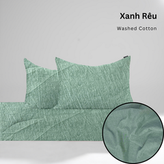 Bộ ga gối 3 món Washed Cotton, 1m2 - 2m2 đơn sắc