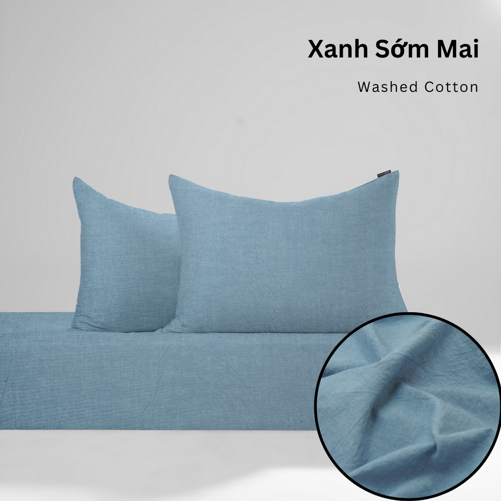 Bộ ga gối 3 món Washed Cotton [ Xanh Sớm Mai ] À ƠI CONCEPT