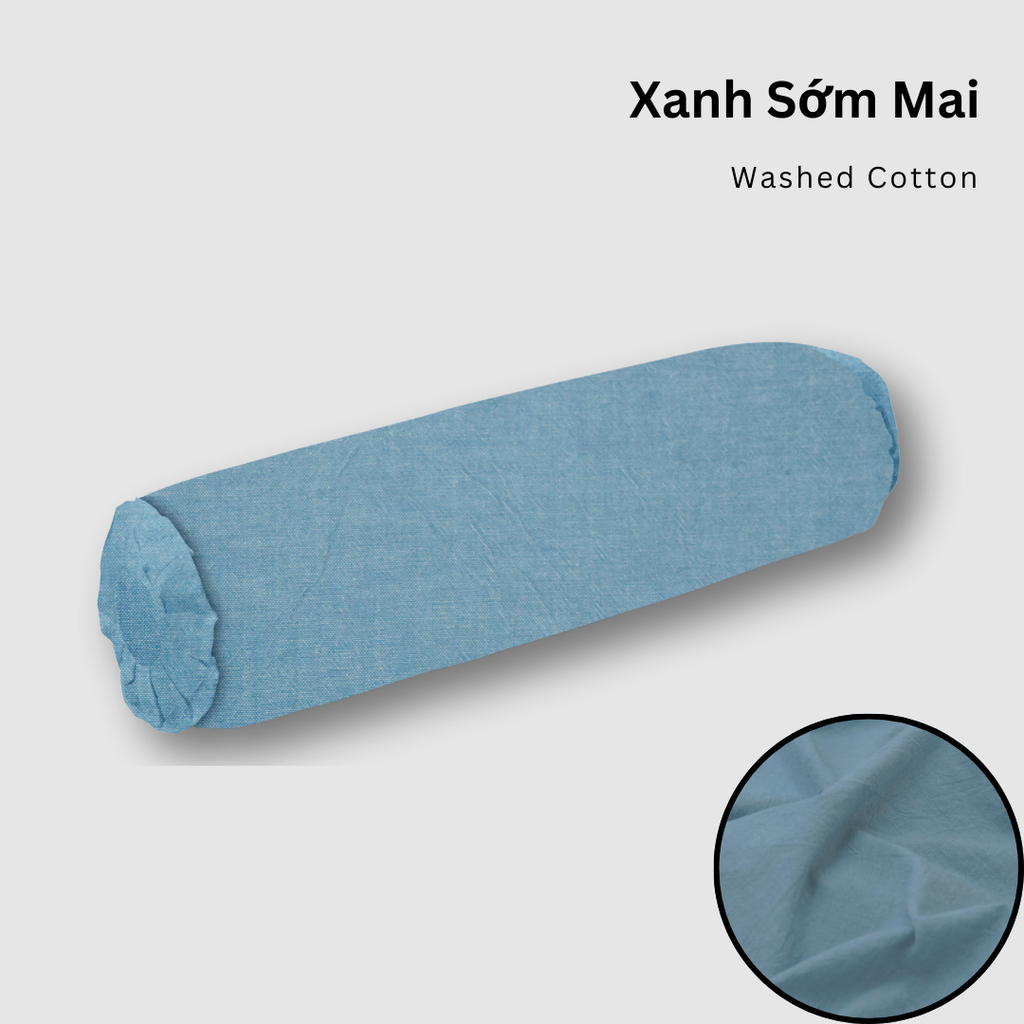 Vỏ Gối Ôm Washed Cotton | Size 37x100cm | Xanh Sớm Mai