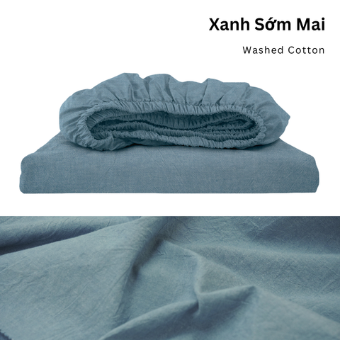  Drap giường Washed Cotton [ Xanh Sớm Mai ] 