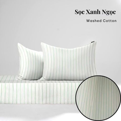  Bộ ga gối 3 món Washed Cotton [ Sọc Xanh Ngọc] À ƠI CONCEPT 