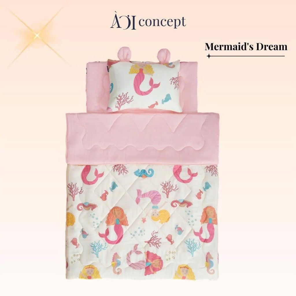 Bộ chăn gối nệm cho bé ( Mền lớn) Tencel 60s, Họa tiết [ Mermaid's Dream ]