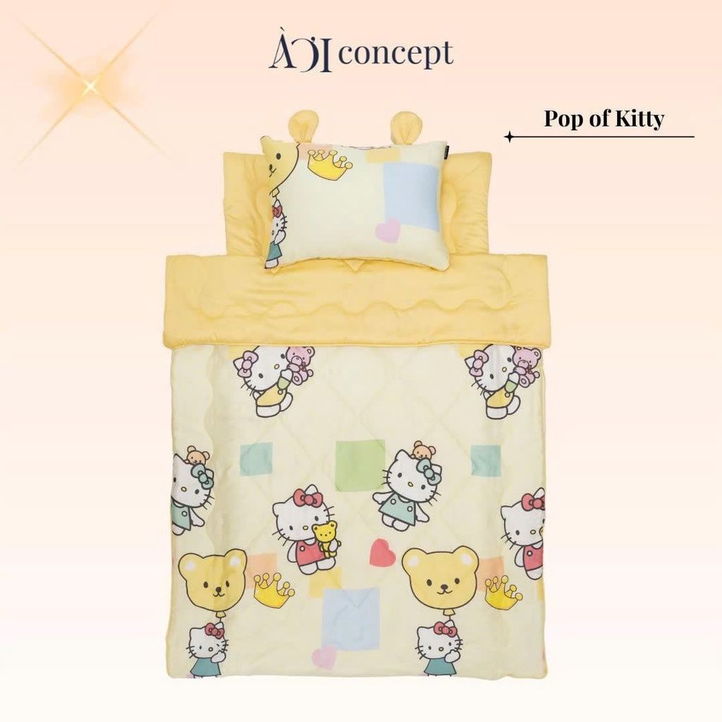 Bộ chăn gối nệm cho bé ( Mền lớn) Tencel 60s [ Pop of Kitty ]